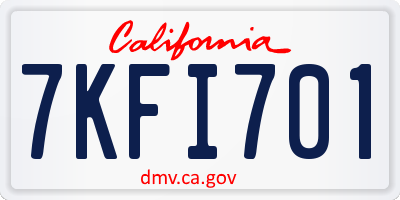 CA license plate 7KFI701