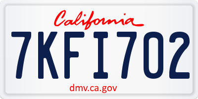 CA license plate 7KFI702