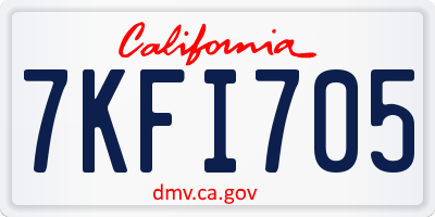 CA license plate 7KFI705