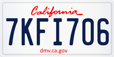 CA license plate 7KFI706