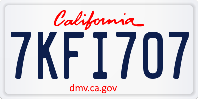 CA license plate 7KFI707