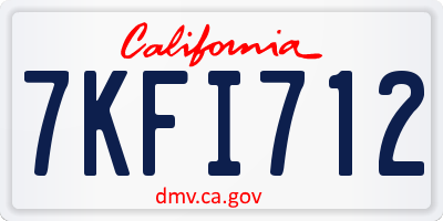 CA license plate 7KFI712