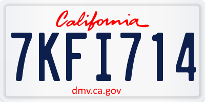 CA license plate 7KFI714
