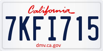 CA license plate 7KFI715