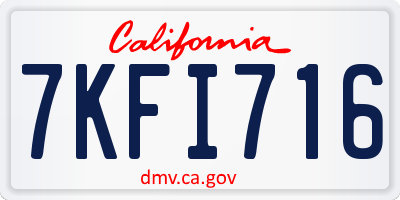 CA license plate 7KFI716