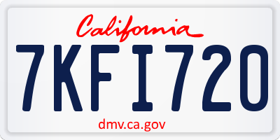 CA license plate 7KFI720