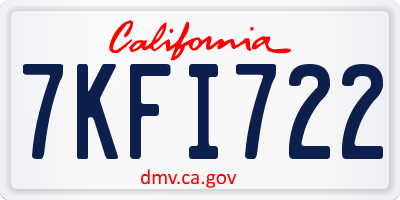 CA license plate 7KFI722
