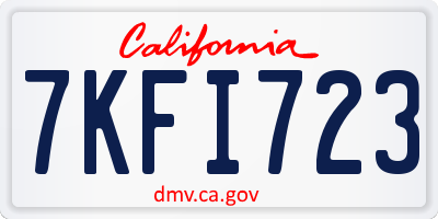 CA license plate 7KFI723