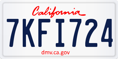 CA license plate 7KFI724