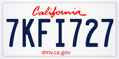 CA license plate 7KFI727