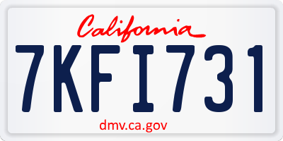 CA license plate 7KFI731