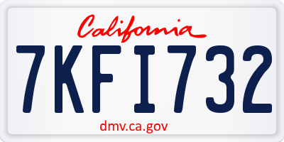 CA license plate 7KFI732