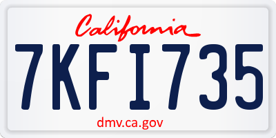 CA license plate 7KFI735