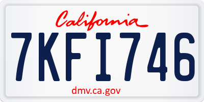 CA license plate 7KFI746