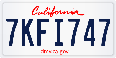 CA license plate 7KFI747