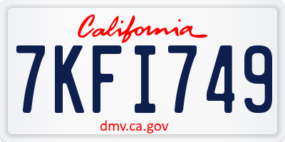 CA license plate 7KFI749