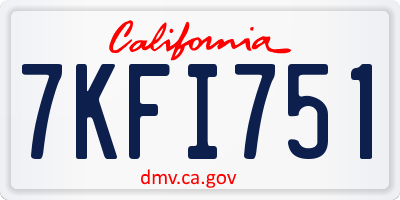 CA license plate 7KFI751