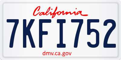 CA license plate 7KFI752