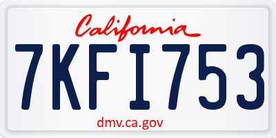 CA license plate 7KFI753