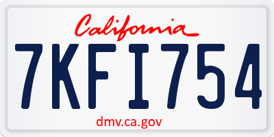 CA license plate 7KFI754
