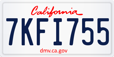 CA license plate 7KFI755