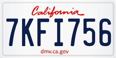 CA license plate 7KFI756