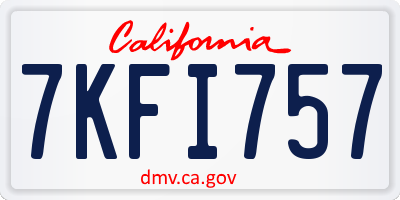 CA license plate 7KFI757