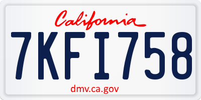 CA license plate 7KFI758