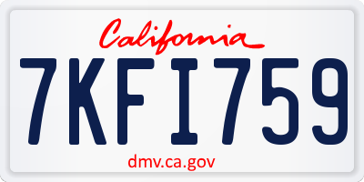 CA license plate 7KFI759