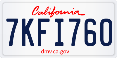 CA license plate 7KFI760