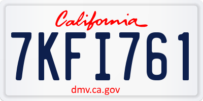 CA license plate 7KFI761