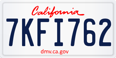 CA license plate 7KFI762