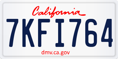 CA license plate 7KFI764