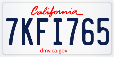 CA license plate 7KFI765