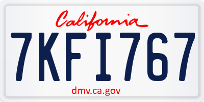 CA license plate 7KFI767