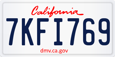 CA license plate 7KFI769