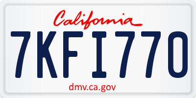 CA license plate 7KFI770