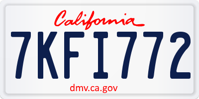 CA license plate 7KFI772