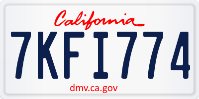 CA license plate 7KFI774