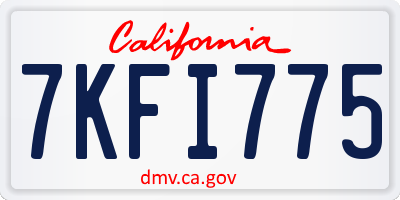 CA license plate 7KFI775