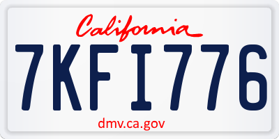 CA license plate 7KFI776