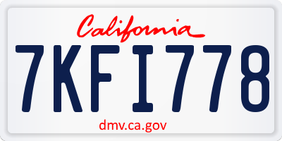 CA license plate 7KFI778