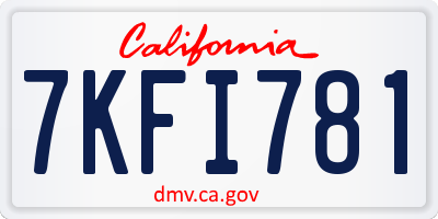 CA license plate 7KFI781