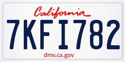 CA license plate 7KFI782