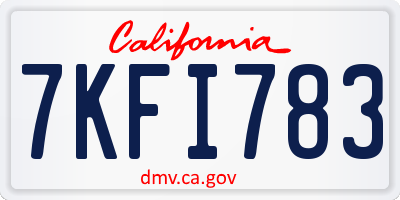 CA license plate 7KFI783