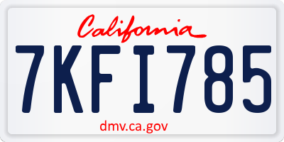 CA license plate 7KFI785