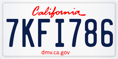 CA license plate 7KFI786