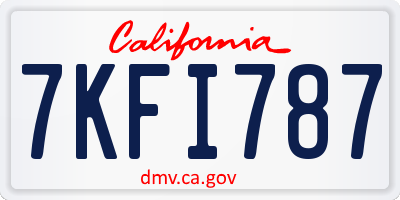 CA license plate 7KFI787