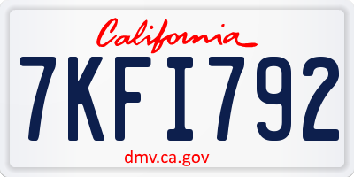 CA license plate 7KFI792