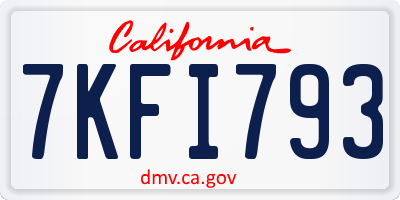 CA license plate 7KFI793